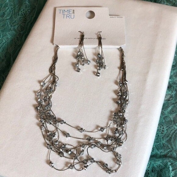 Time & Tru Layered Necklace & Earring Set NWT - Picture 1 of 8